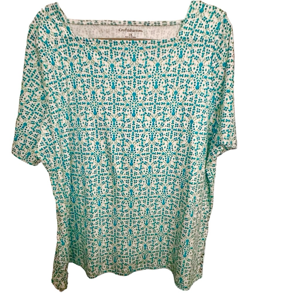 NWOT Croft & Barrow Square Neck Short Sleeve Tee Size 2X